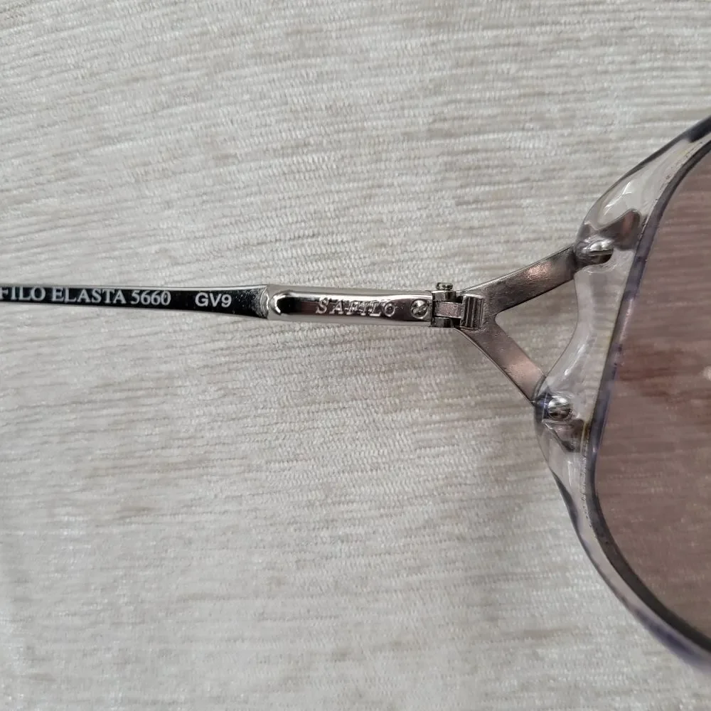 Elasta Italian Vintage Clear and Blue Streak Frames Eyeglasses Glasses